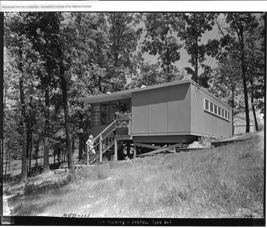 Una casa prefabricada modelo B 1 o una casa Flat Top en Oak Ridge Tennessee 1944
