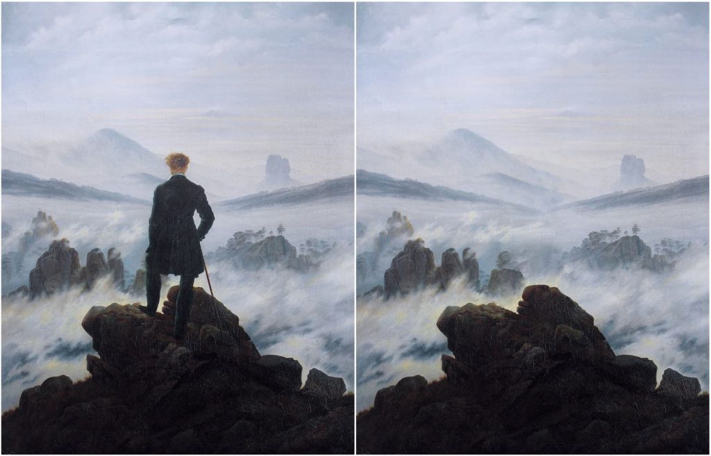 David Bokeh El caminante sobre el mar de nubes de Caspar David Friedrich
