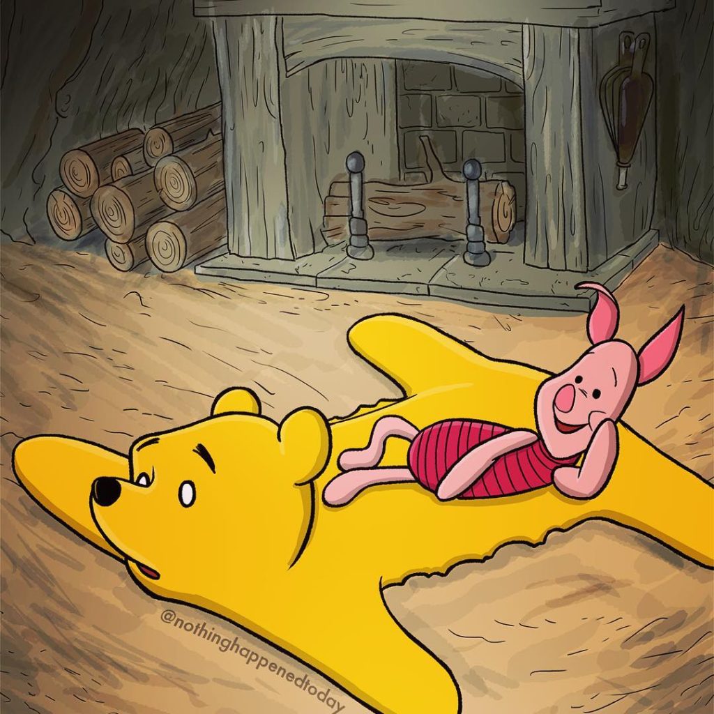 Quick Pooh skin Rug drawing in between illustration projects. WinnieThePooh Piglet HundredAcreWood